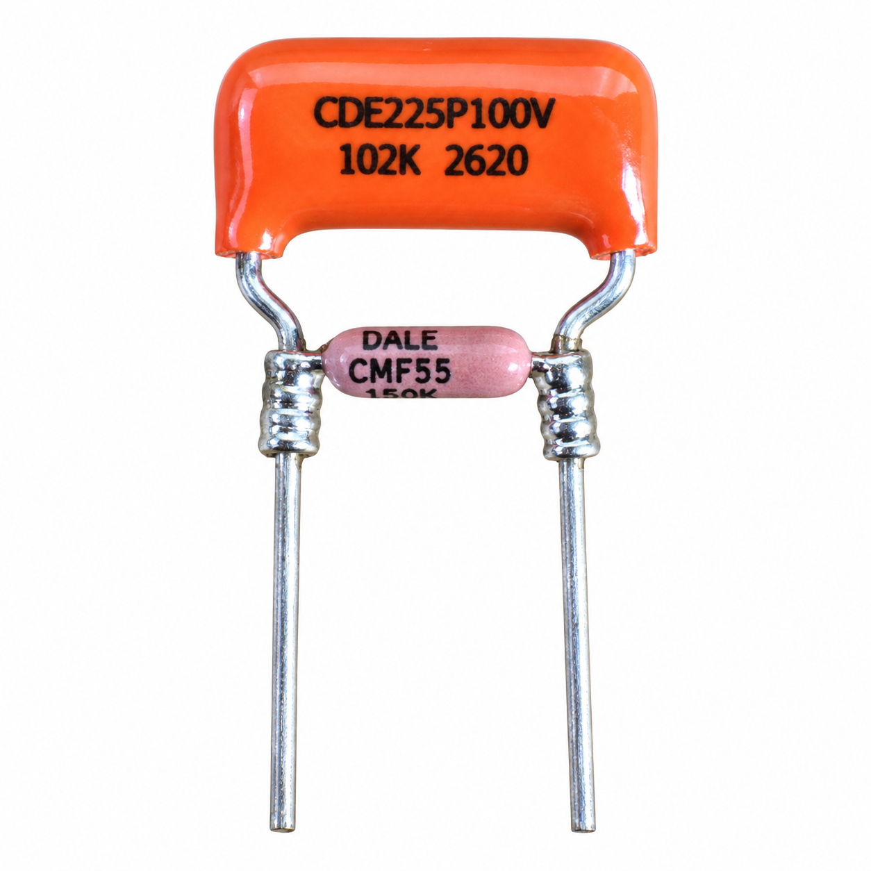 Duncan Style Orange Drop Capacitor Treble Bleed 1nF + 150K